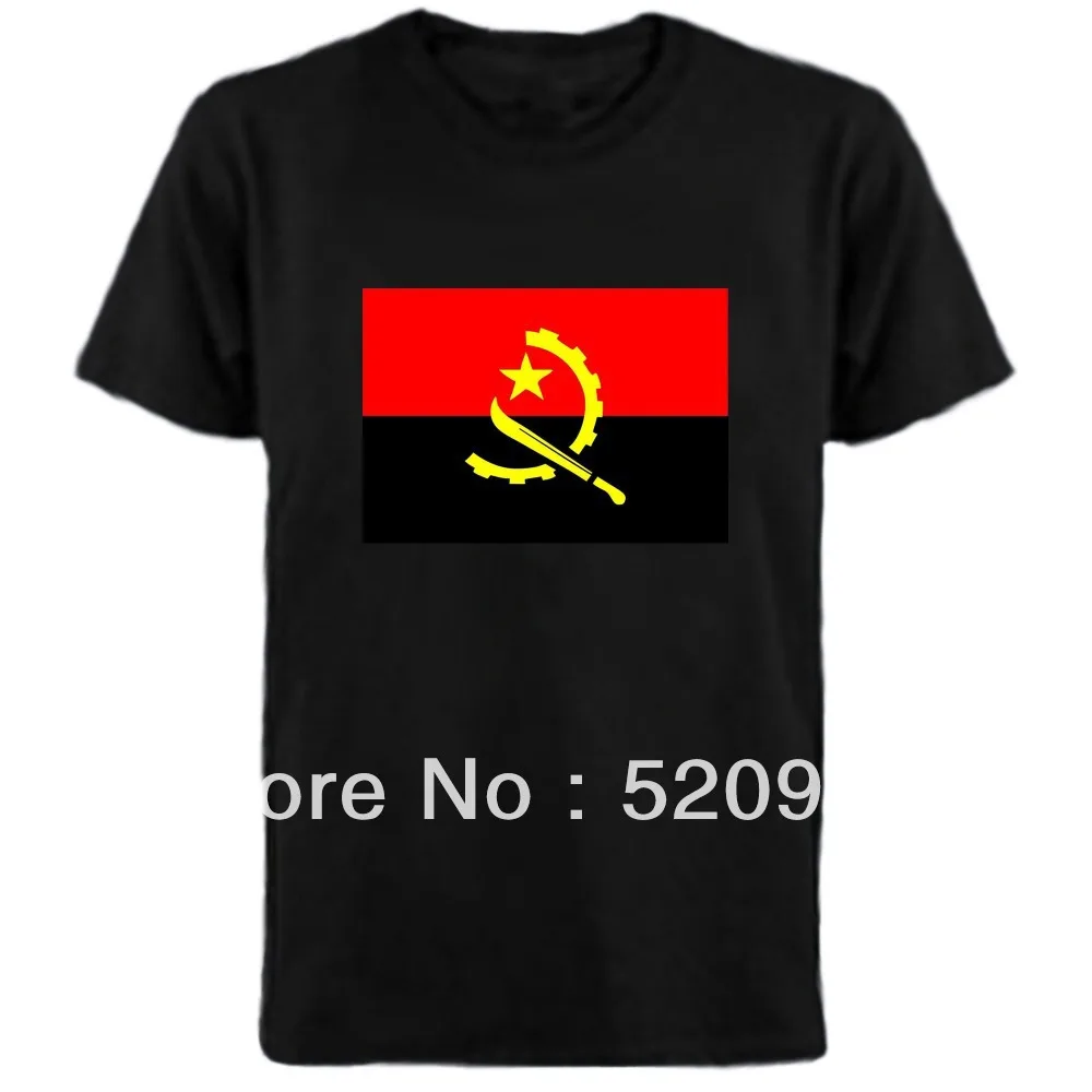Angola Flag font b EL b font T Shirt Sound Activated Flashing T Shirt Sound active