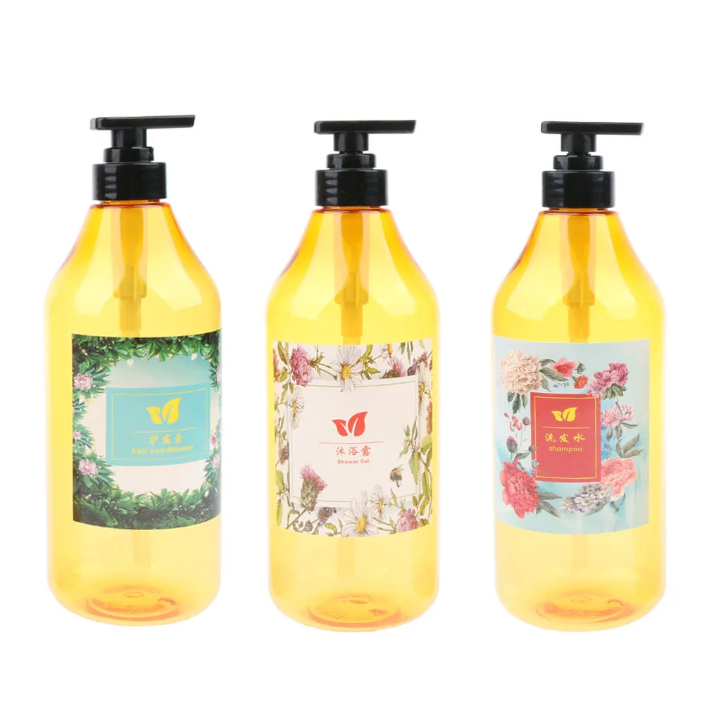 3x Large Empty Travel Shampoo Lotion Container Refillable Pump Bottle 1000ml