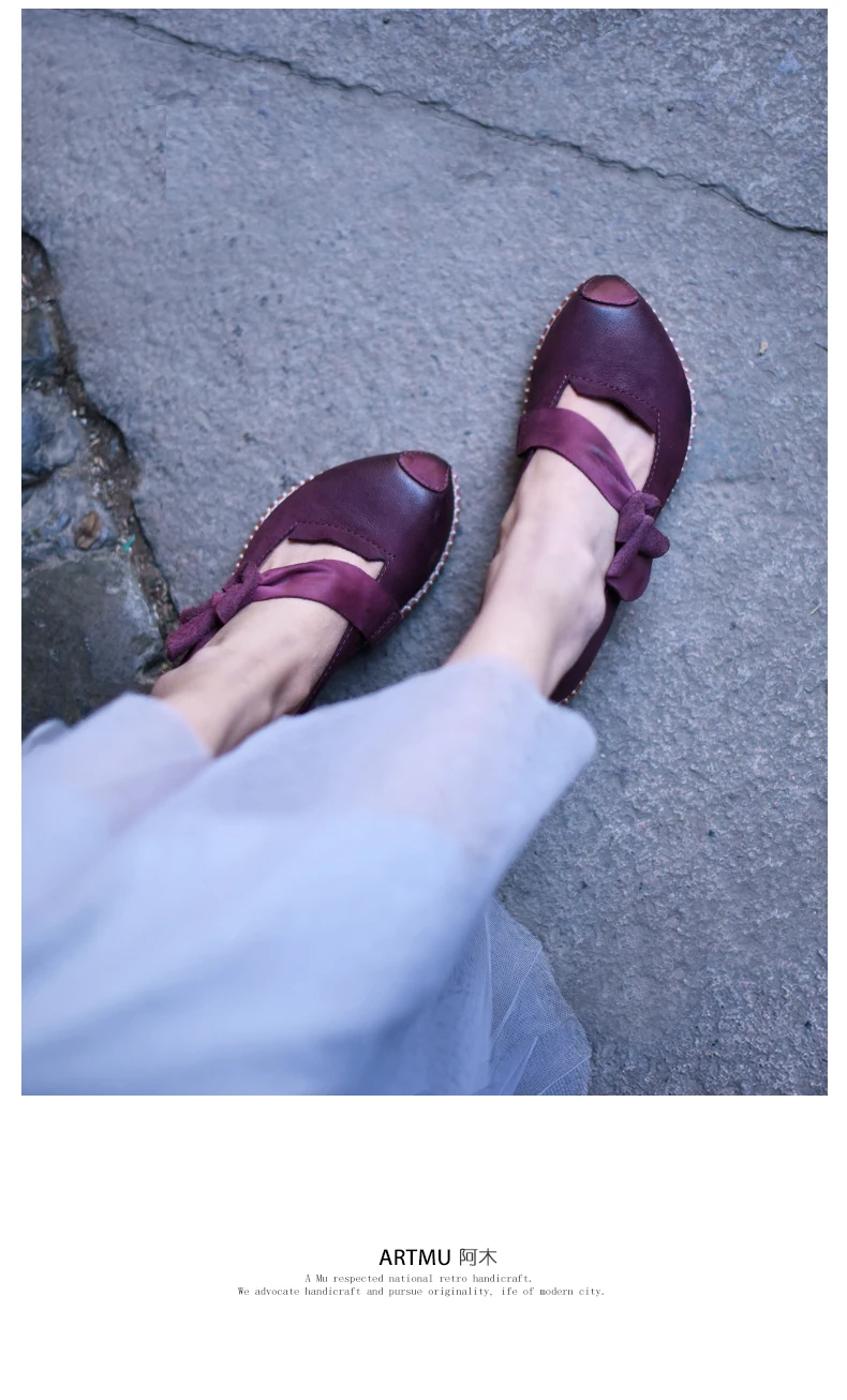 Artmu/оригинальная женская обувь ручной работы в стиле ретро; туфли из воловьей кожи с острым закрытым носком; кожаные туфли на плоской подошве с бантом-бабочкой; 81685