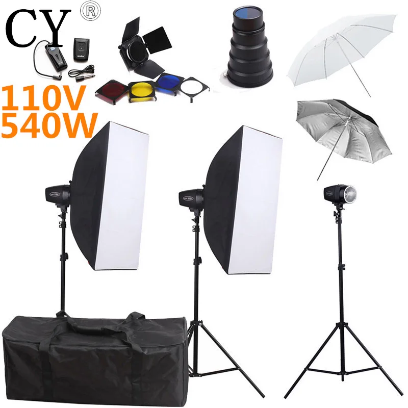 

Godox K-180A Photo Studio 540ws 110VSoftbox Flash Lighting Kits Mini Flash Monolight Strobe Lightbox Stand Set PSK180G1