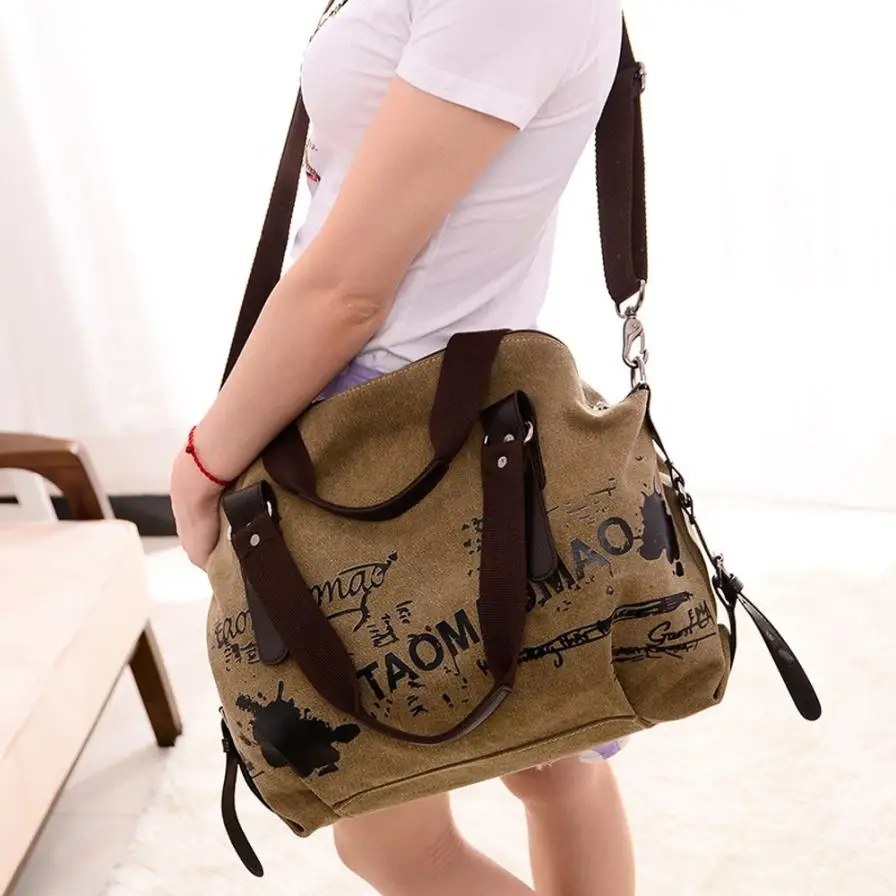 

2019 New Fashion Women's Large-Capacity Retro Canvas Bag Handbag Stundent Shoulder Messenger Bag messenger bags for women #W5