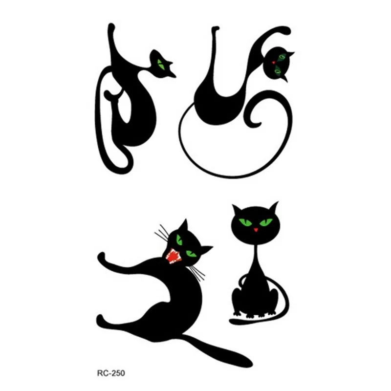 هيئة الفن ماء الوشم للرجال والنساء تصميم لطيف 3d القطة السوداء RC2250 صغيرة وشم ملصقا الجملة هيئة الفن ماء الوشم للرجال والنساء تصميم لطيف 3d القطة السوداء RC2250 صغيرة وشم ملصقا الجملة