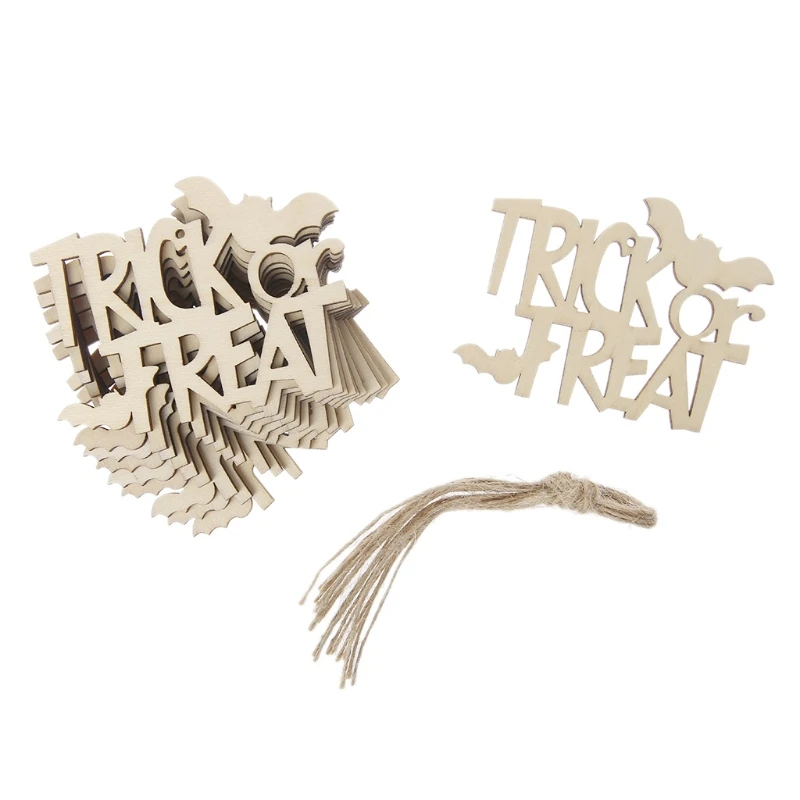

10Pcs Halloween Trick Or Treat Pendant Home Office Decor DIY Ornaments With Rope