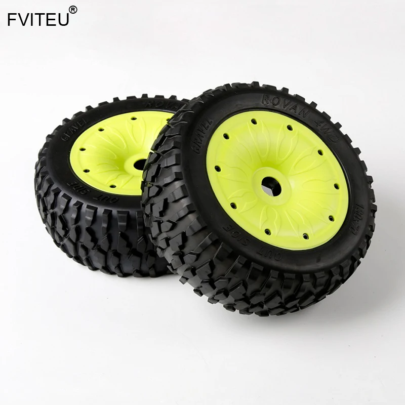 

FVITEU Rubber Gravel wheel tires with sealed rim Set For 1/5 Losi 5ive-T Rovan LT Baja 4WD and SLT TRUCK King Motor X2