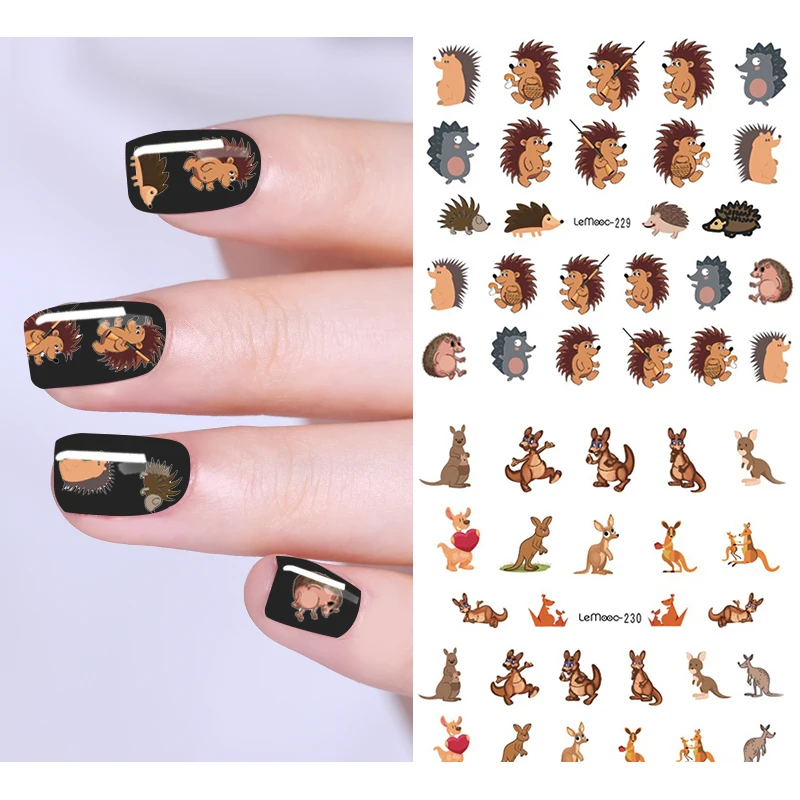 

LEMOOC Nail Transfer Sticker 1 Sheet Cute Animal Designs Water Decal Nail Art Decoration for Manicure Watermark