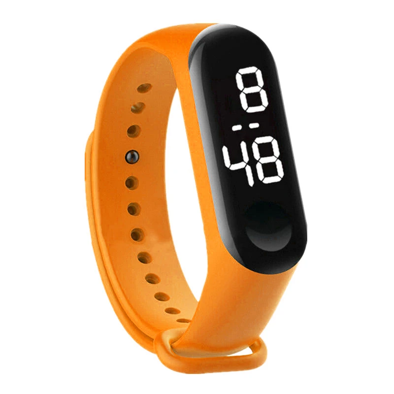 LED-orange Для mi band 3 ремешок сенсорный экран циферблат белый светильник СВЕТОДИОДНЫЙ Дисплей силиконовый ремешок браслет Спорт на открытом воздухе часы браслет часы - Цвет: LED-orange