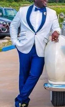 

Fashionable One Button White Groom Tuxedos Men's Wedding Blazer Prom Suits Custom Made (Jacket+Pants+Girdle+Tie) K:215