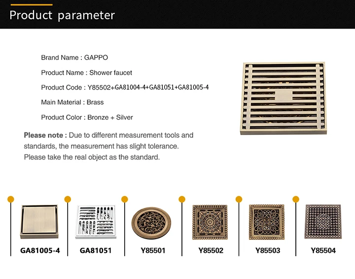 GAPPO стоки ванная комната трап анти-запах Душ покрытие пола антикварный медный душевой трап дренаж для ванной и душа отходов фильтр