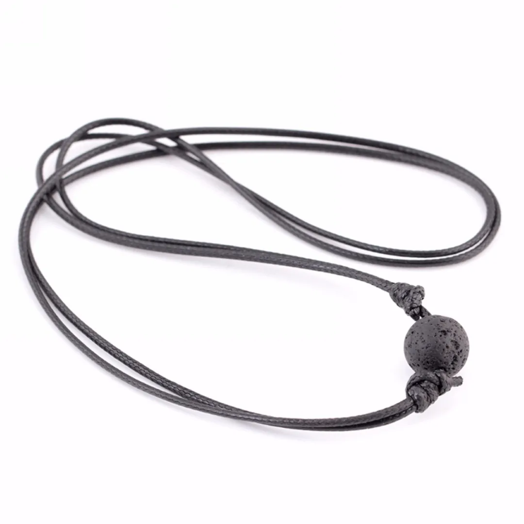 Adjustable Leather Chain Choker Necklace Shellhard Black Lava Rock Essential Oil Diffuser Pandant Neckalces Women Jewelry