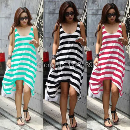 2014 hot font b Sexy b font font b Womens b font Sundress Boho Stripe Summer