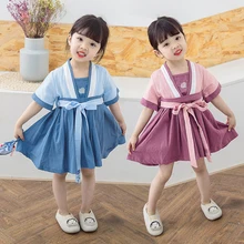 Костюм хан фу для девочек летнее китайское традиционное детское платье Чонг Летние Повседневные платья Детские Вечерние платья Qipao