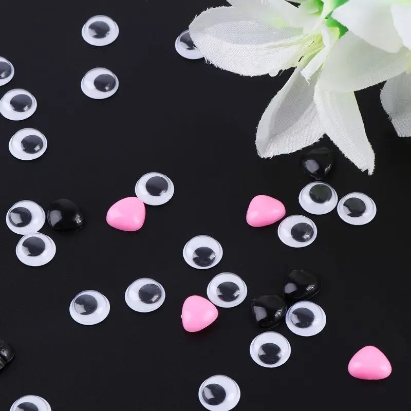 

150Pcs DIY Toys Self-Adhesive Plastic Safety Eyes with 75pcs Flat Noses for Bear Doll Puppet Handmade Crafts Children