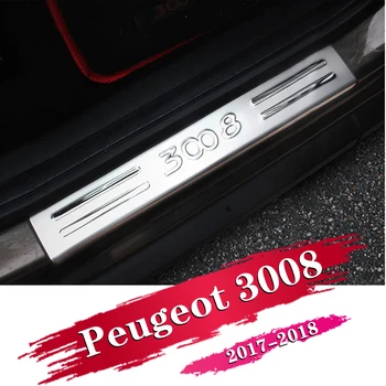 

4PCS For PEUGEOT 3008 II GT 2016 17 2018 2019 Car styling Stainless Door Sill Scuff Plate Pedal Guard Protector Stickers Trim