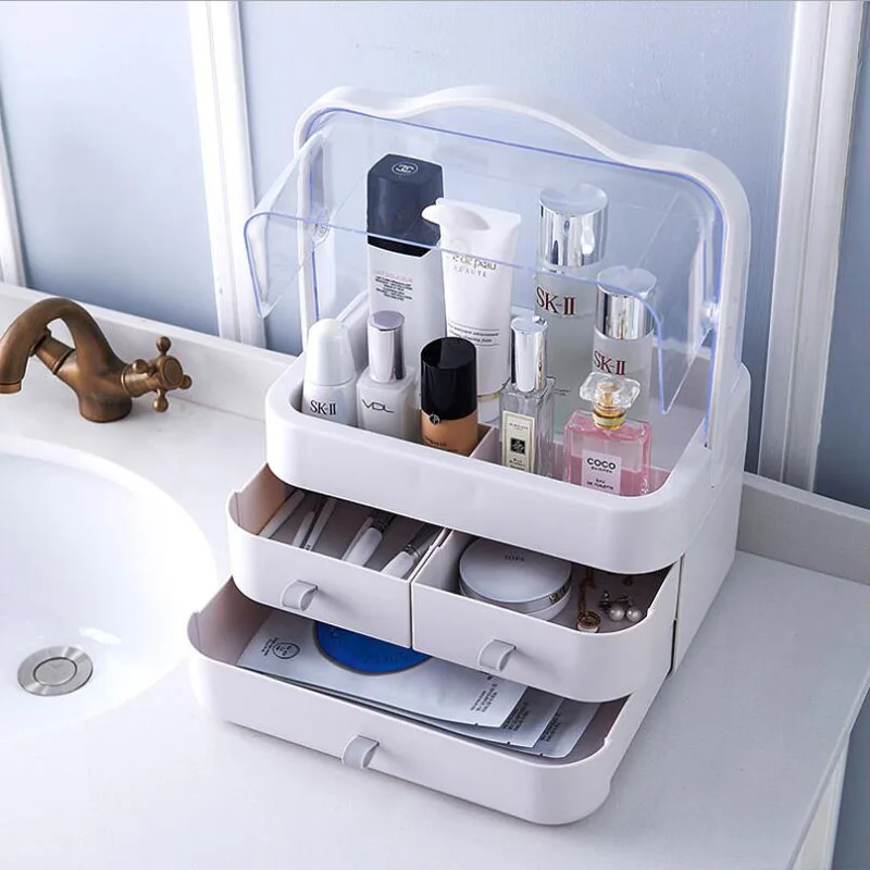 Duże plastikowe łazienka pulpit pojemnik na szminkę jasne schowek akrylowy  szuflada kosmetyczna organizator na kosmetyki do makijażu lub biżuterię  pojemnik na pudełko M06B - AliExpress