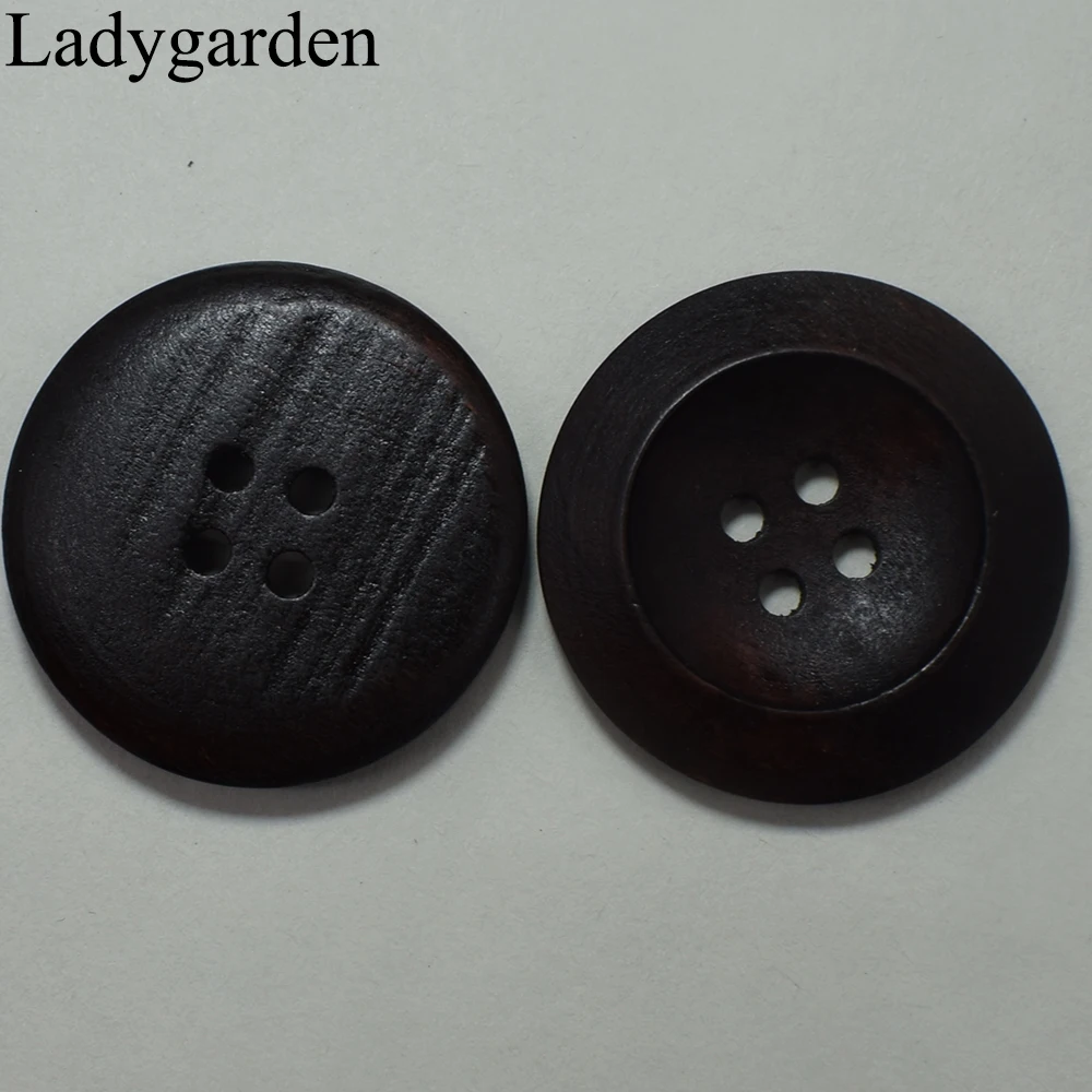 20pcs 30mm Big Black Wood Wooden Button Craft Supplies 10 Sewing Free Buttons