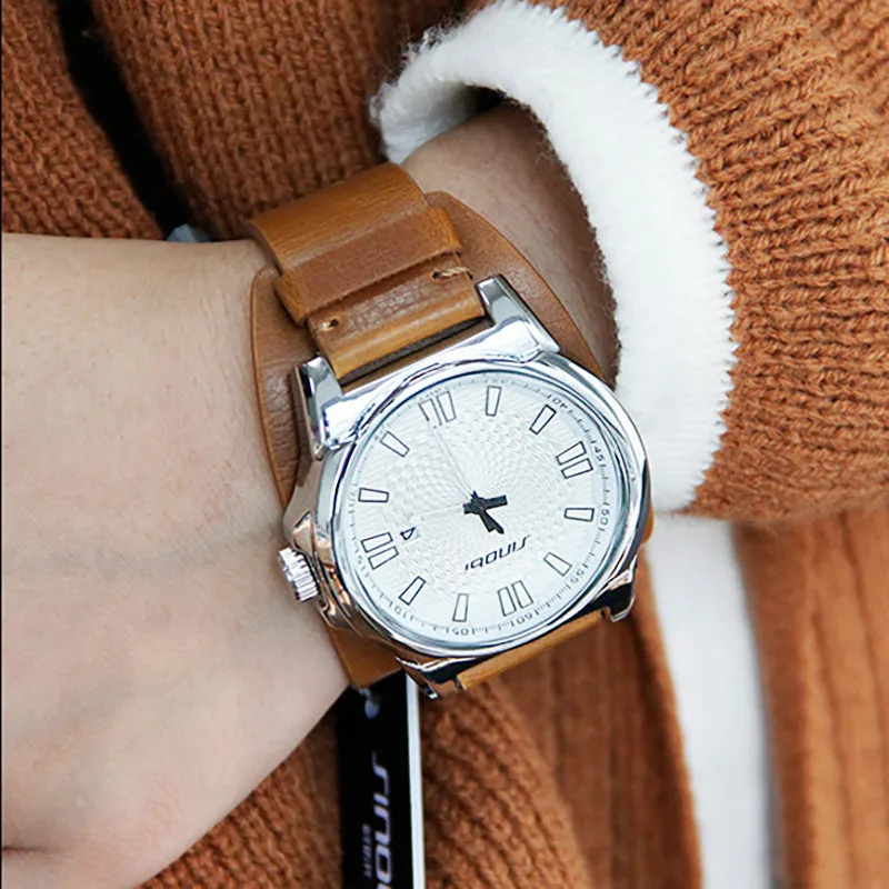 Спортивные мужские наручные часы SINOBI роскошный брендовый кожаный ремешок