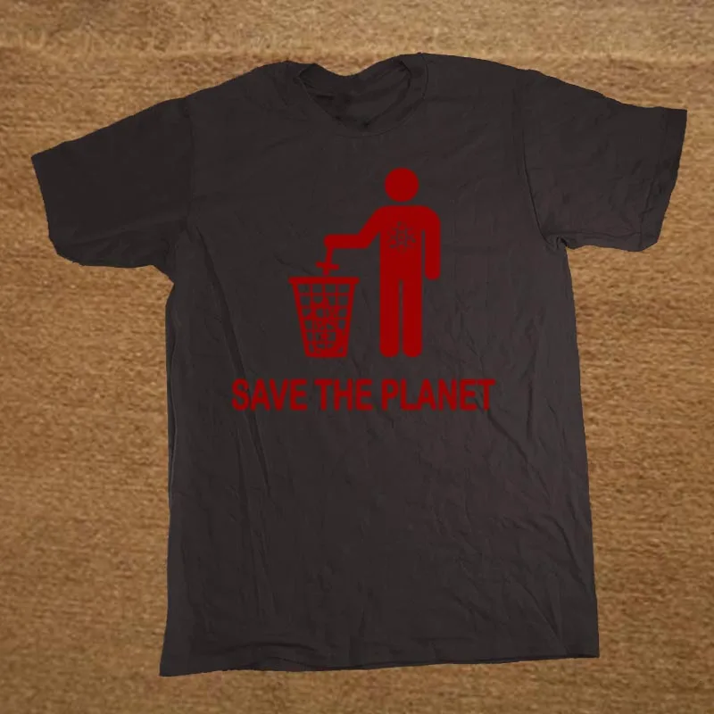 Летняя Новинка, забавные атеистские футболки Save The Planet, мужские хлопковые футболки с круглым вырезом, футболки в стиле хип-хоп - Цвет: BLACK