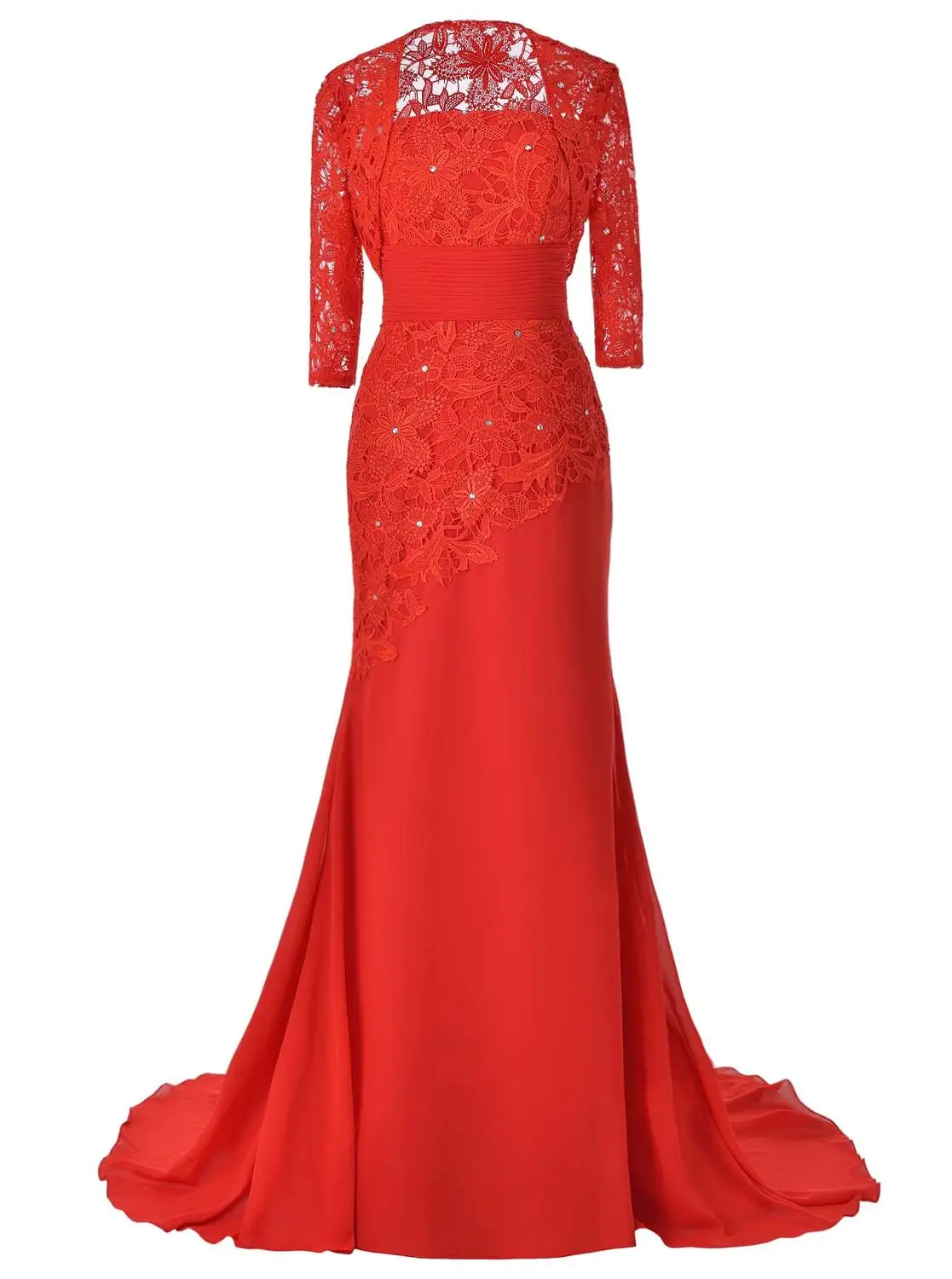 Трапециевидный кружевной рукав до локтя шифоновое красное платье для матери невесты с курткой наряд свадебное длинное официальное свадебное платье SLD-M003 - Цвет: Красный