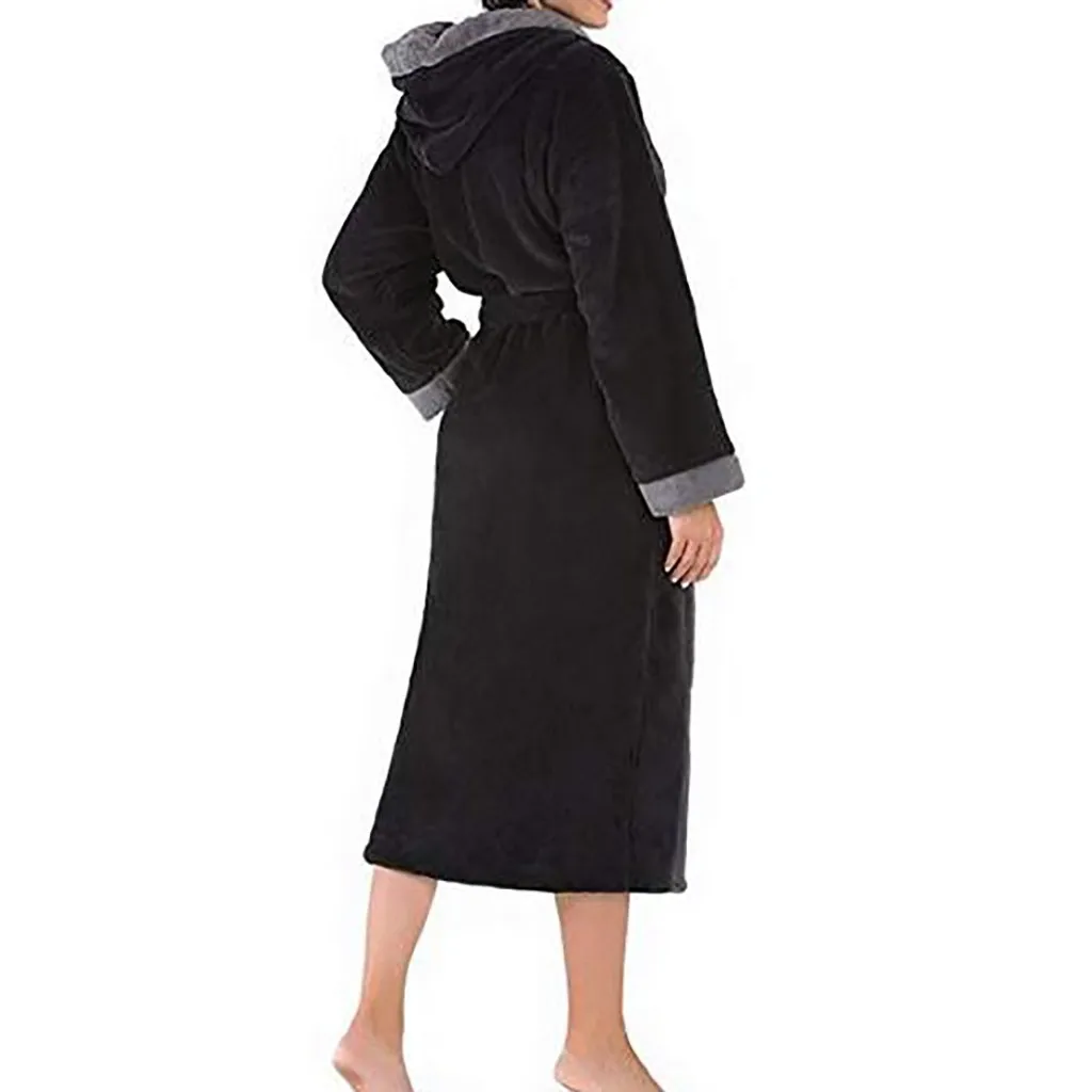 Банный халат для мужчин и женщин, зимний удлиненный плюшевый Халат с капюшоном и длинными рукавами, сексуальный теплый банный халат, банный халат для мужчин