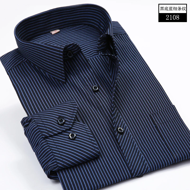 Fat Guy Plus-size 5XL 6XL 7XL 8XL Dark Navy Blue Twill Formal Long Sleeve Men Shirt Garment For the Elderly Loose 120kg 130kg