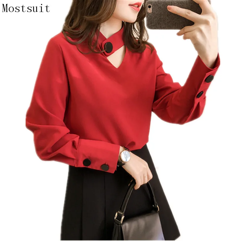 

Blusas Femininas Elegant Chiffon Blouse Women Buttons Long Sleeve Office Shirt Tops Korean Casual Ladies Autumn Bludas Mujer