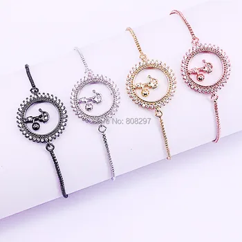 

New Fashion 10Pcs Micro Pave Cubic Zirconia CZ Kids Boys Charm Connector Bead Adjustable Bracelet LL-B005