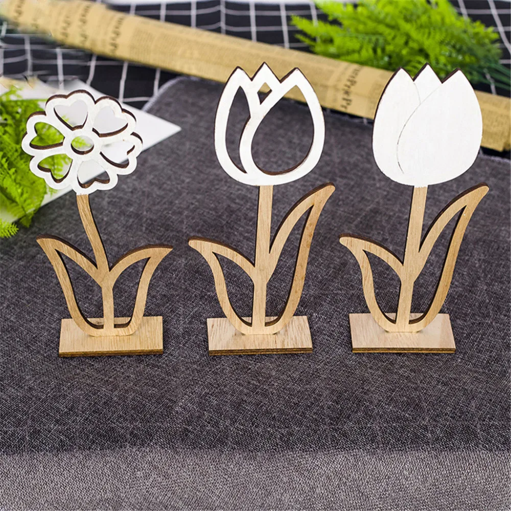 

2019 new Easter home decoration ornaments creative wooden hollow flower accessories Nordic ins style craft gift free shipping