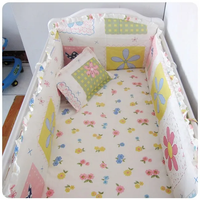 

Discount! 6pcs Baby bedding set 100% cotton lovely cotton girl/boy comfortable Bedding sets,include(bumper+sheet+pillowcase)