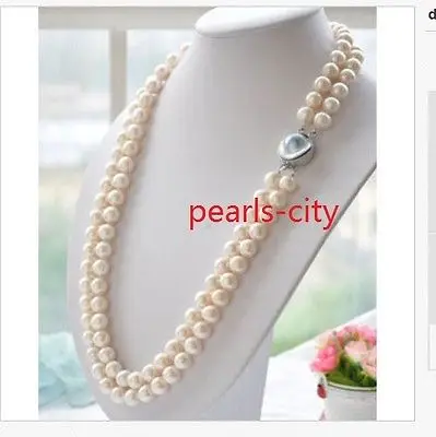 

Hot selling free shipping******** DOUBLE STRANDS SOUTH SEA AAA 9-10MM WHITE PEARL NECKLACE 17INCH
