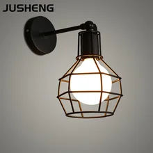 Vintage Industrial Metal Cage Led Adjustable Wall Lamp Steel Wire Iron Wall Sconce Retro Light Edison Light Fixtures E27 lamp free shipping adjustable double arms iron shade edison wall lamp industrial long arm sconce bedroom beside lamp fixture