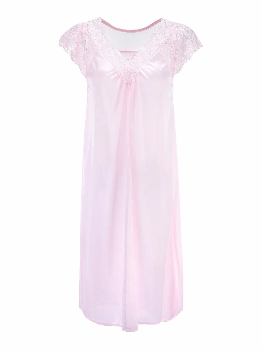 Fdfklak летние новые ночные рубашки с v-образным вырезом, Длинное ночное платье, сексуальное ночное белье, женская ночная рубашка, шелковое Ночное платье Q1020