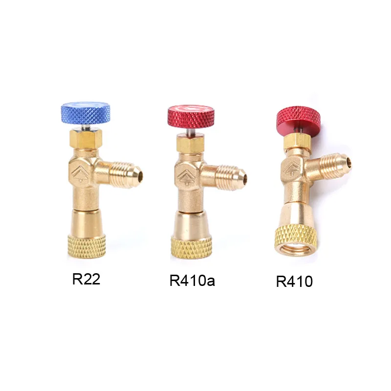 

3pcs R410a R22 Refrigeration Tool Air conditioning Safety Valve Adapter 1/4" 5/16" Inch Male/Famale Thread Charging Hose Valves