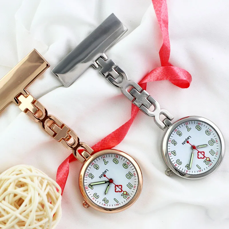 cheap vest pocket watch stainless steel Thicker Chain nurse watch clip