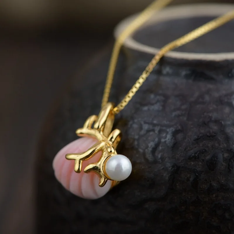 

The golden deer Queen bei sets of chain S925 silver inlaid silver plated style The simple delicate style ears