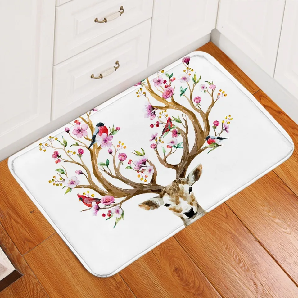 Beddingoutlet Fl Elk Deer Non Slip Bathroom Rugs Flowers Area Elk Deer Non Slip Bathroom Rugs