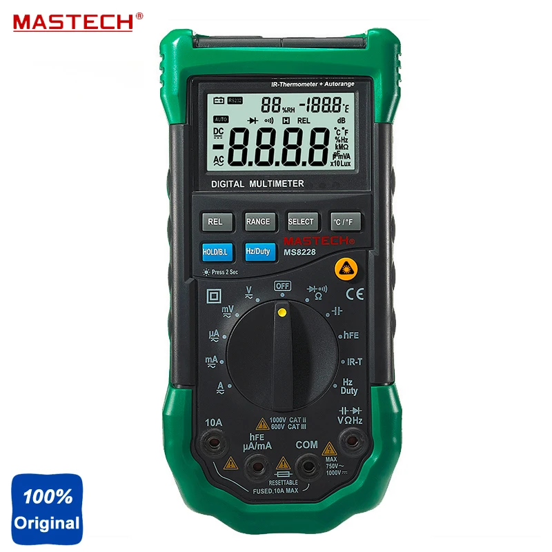 

Mastech MS8228 Infrared Thermometer Temperature Humidity Meter Digital Multimeter DMM