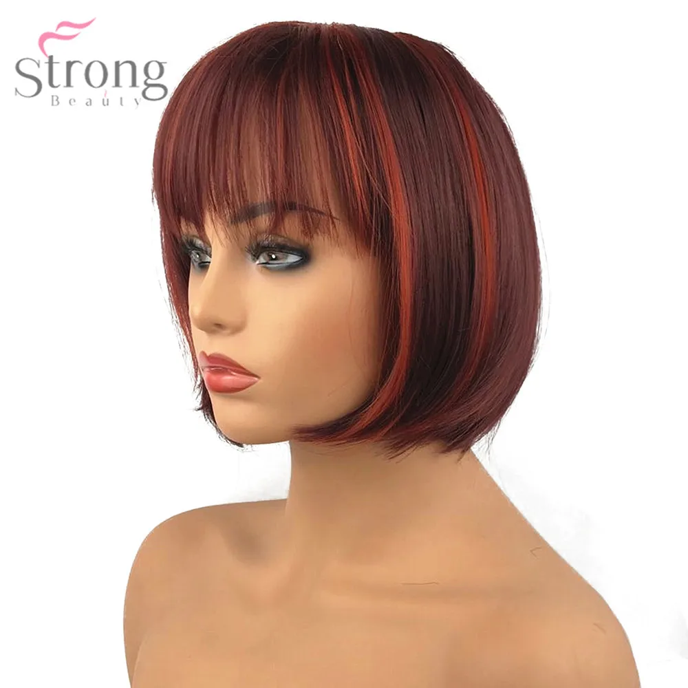 

StrongBeauty Short Red Bob Wig Cosplay Women's Synthetic Capless Wig Natural Wigs