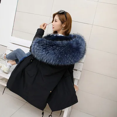 Jacket Women Winter Parkas Long Big Fox Fur Collar Hooded Coats 2018 Ladies Fur Linen Thickened Warm Jackets Plus Size Coat LZ962 (10)