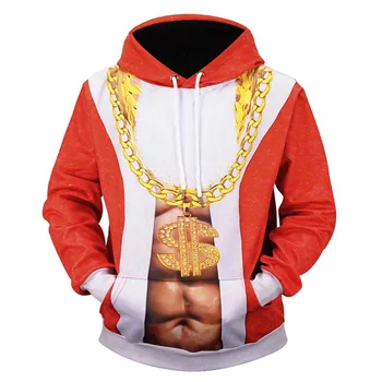 

Funny Santa Claus 3d Hoodies Sweatshirts Men Dollar Necklace Print Hooded Sweatshirt Casual Hoody Pullovers Christmas Streetwear