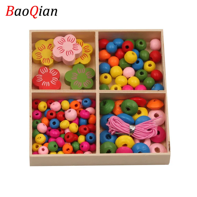 1 коробка разноцветные бусины из натурального дерева для изготовления ювелирных изделий подходят DIY Детские ожерелья браслеты ручной работы детские игрушки ремесла