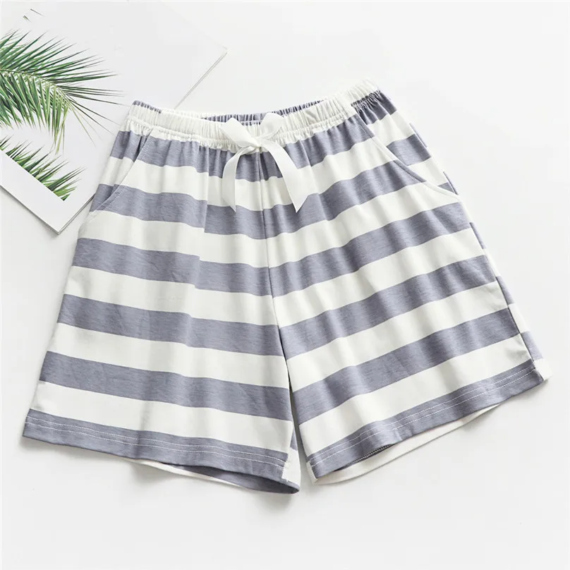 

Sleeping Pants Summer Women Sleepwear Pajamas Shorts Silk Sleep Bottoms Striped Elastic Waist Loungewear ropa de dormir #10