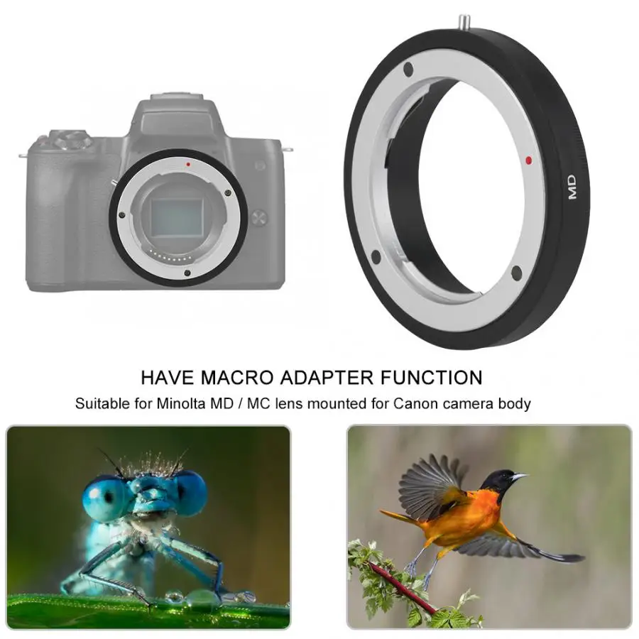 

MD-EOS Mount Lens Adapter Ring Close-up for Minolta MD MC to for Canon EF Mount Camera Adapter Ring