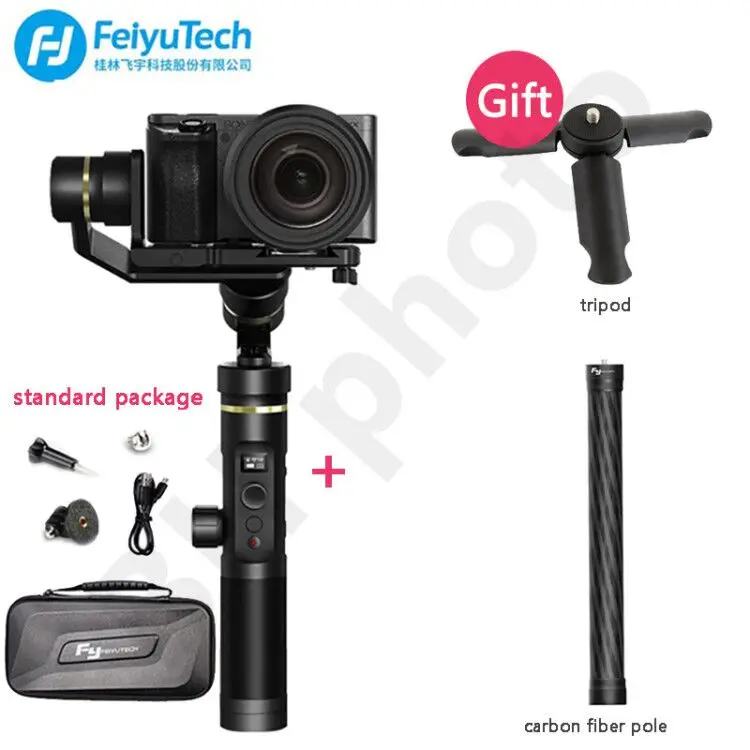 FeiyuTech Feiyu G6 Plus ударопрочный ручной карданный стабилизатор для смартфонов Gopro hero беззеркальных камер sony as6000 черный - Цвет: ad carbon fiber Pole