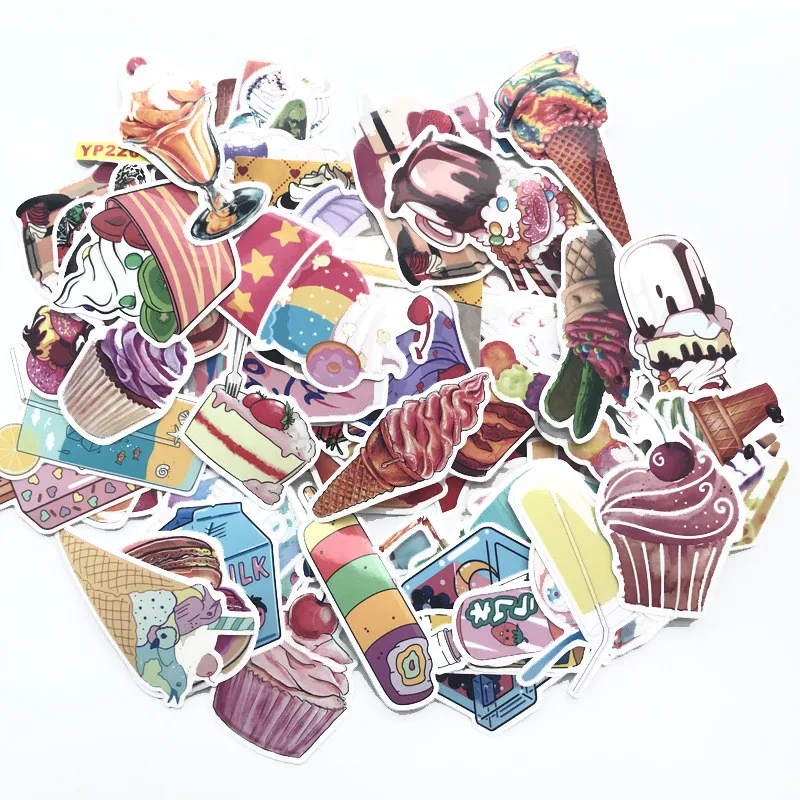 

Hot 70 Pcs/set Pink Girls Summer Ice Cream Drink Styling Stickers for Pad Phone Case Car Skateboard Helmet Bicycle Suitcase Toys