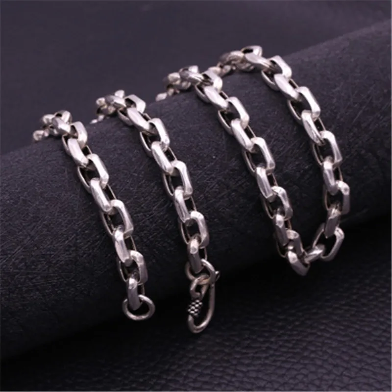 Collar de cadena de plata de 8mm S925, collar grueso Popular de hombres de personalidad de plata tailandesa envío gratis - 6
