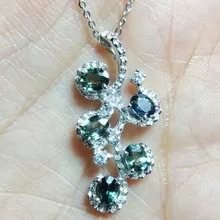 Натуральное Сапфировое Ожерелье Подвеска 0.55ct* 5 шт драгоценный камень происхождения настоящий сапфир 925 серебро#16090250
