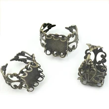 

Wholesale 10pcs 12mm Antique Bronze Square Adjustable Ring Settings Blank Base Fit 12mm Glass Cabochons Jewelry Making
