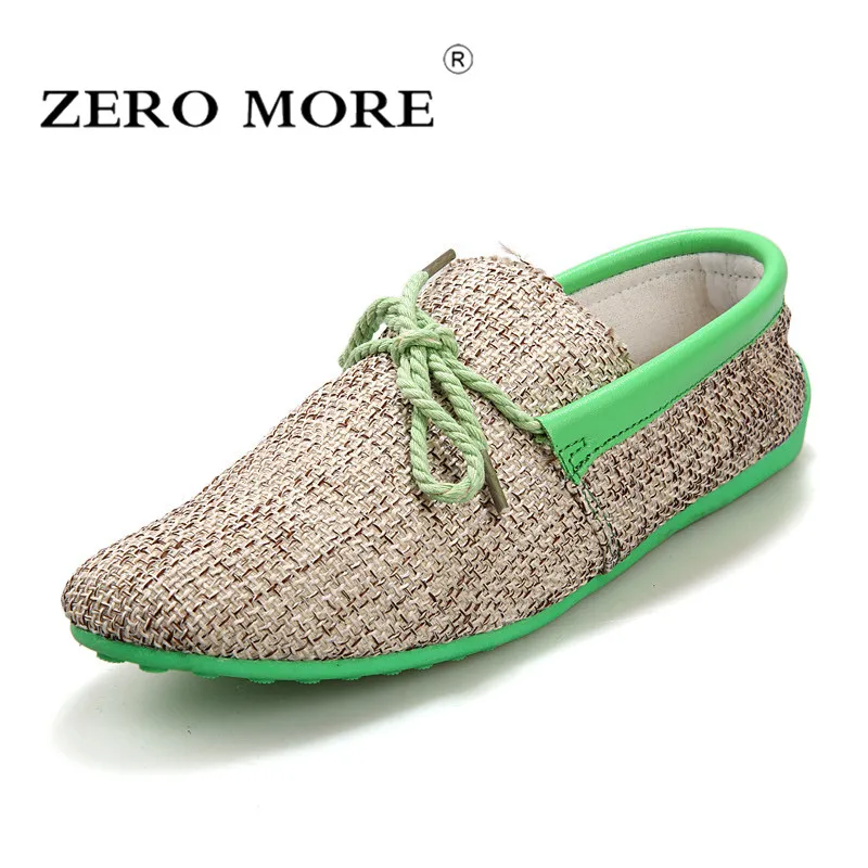 

ZERO MORE Dropshipping Men Shoes Summer Breathable Fashion Hemp Casual Shoes Soft Lace Up Comfortable Men's Loafers Driving