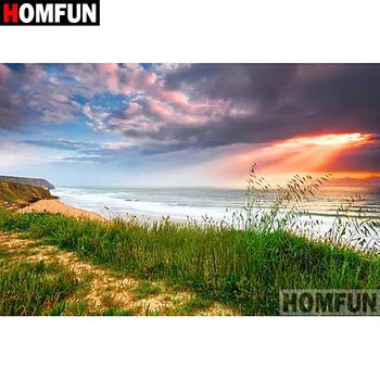 

HOMFUN Full Square/Round Drill 5D DIY Diamond Painting "Seaside scenery" Embroidery Cross Stitch 5D Home Decor Gift A08446