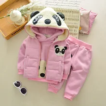 3 Pièce Enfants Costumes 1 ~ 4 Ans Garçons Filles D’hiver Épaissir Polaire Ensembles Hoodies Gilet + chemise + pantalon Enfants Vêtements